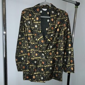 Orano Thai silk jacket single button blazer Sz 8 tuxedo collar